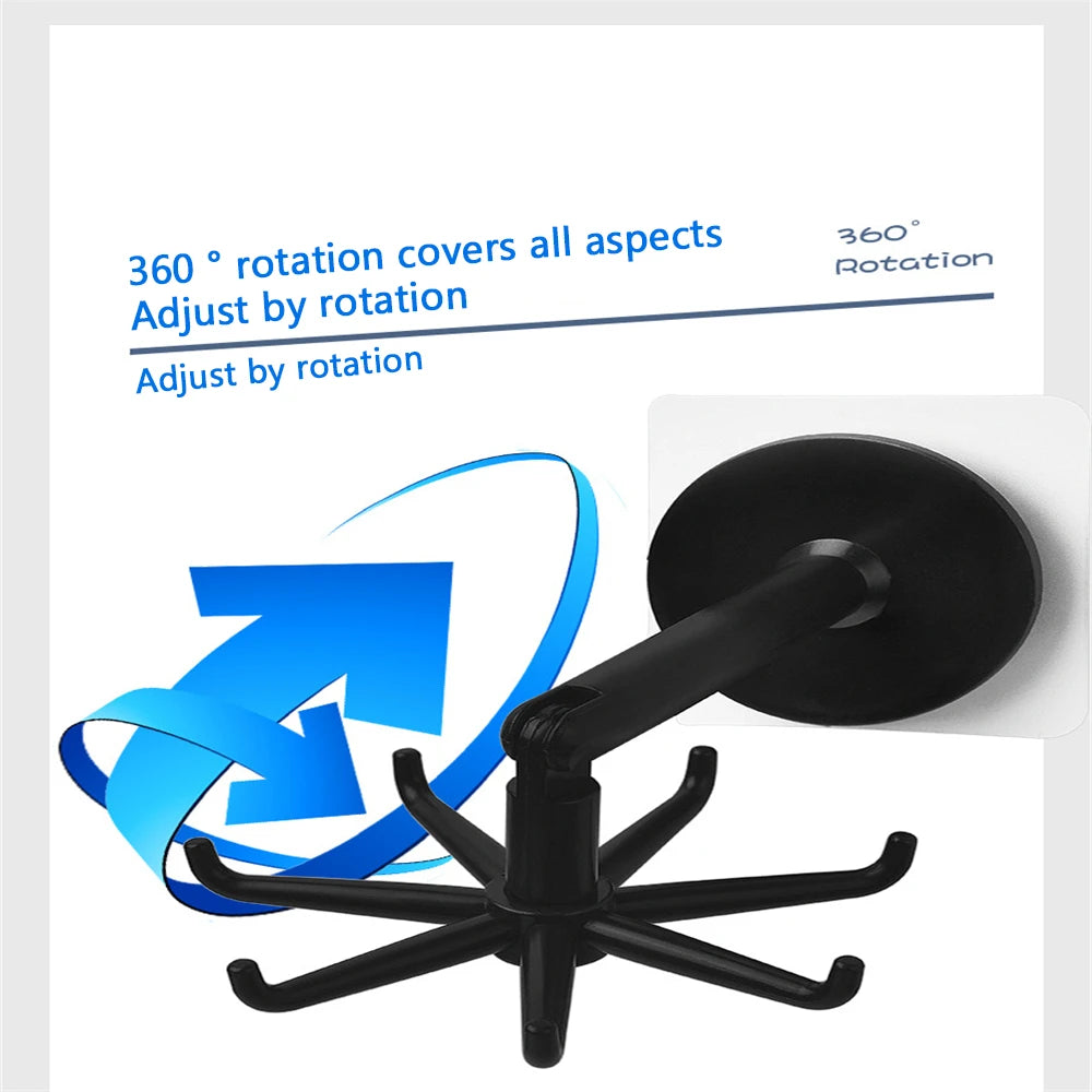 Upgraded Multi-function Rotatable 7-claw Hook 360 ° Seamless Punch Free Hook Kitchen Storage Hook Self Adhesive Bath Hooks