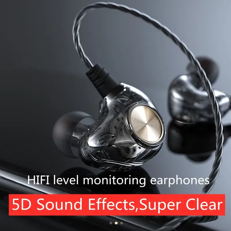 Android Mobile Phone DrivebyWire Headset Metal Heavy Bass Computer PC Headset InEar Sports Headset