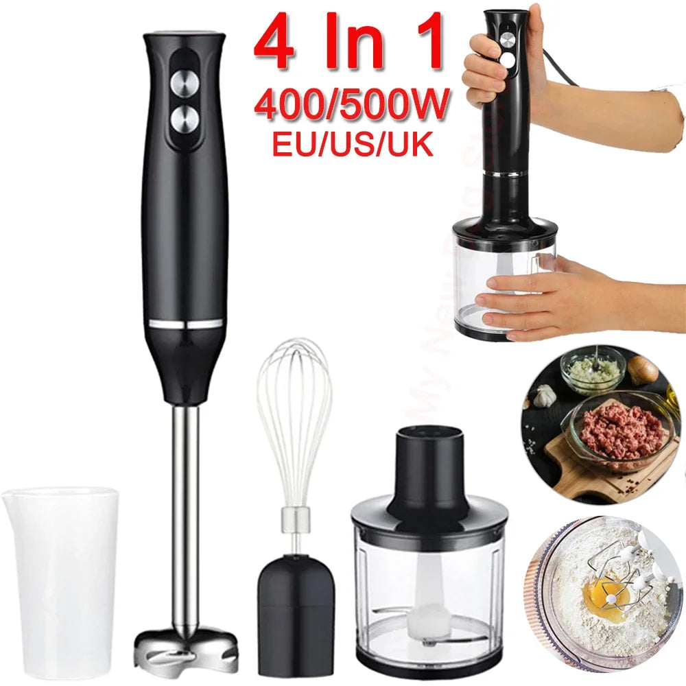 4-in-1 Handheld Immersion Blender Hand Blender Set Stainless Steel Stick Blender 2 Speed Control One Hand Mixer kitchen Tool