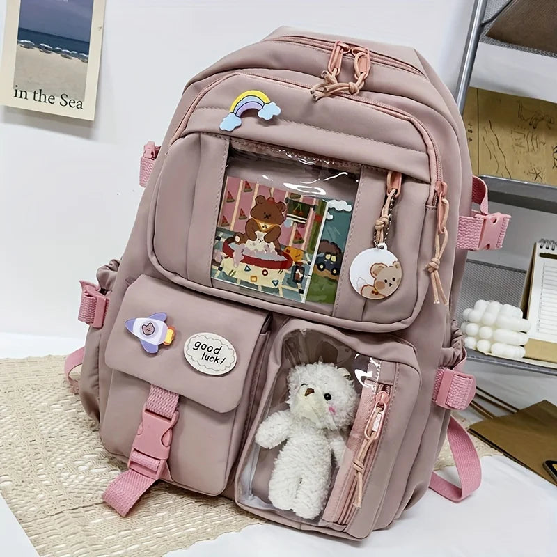 Large Capacity High School Student Backpack Female Korean Schoolbag Junior High School Student Girl Backpack