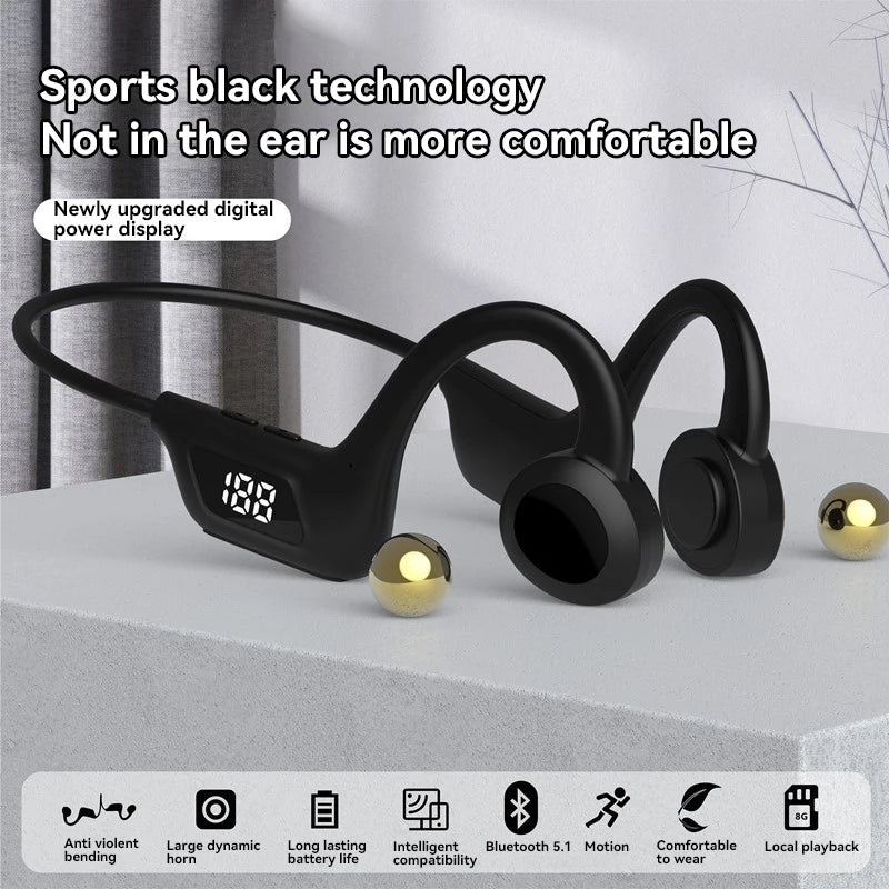 Xiaomi Original Bluetooth Earphone Air Conduction Digital Display Neck-mounted Headset Fitness Waterproof Headphones Memory Card