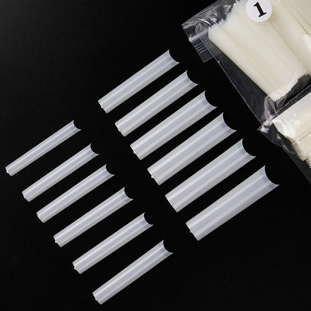 504Pcs Press On Nails 3XL Square Straight Extra Long False Nails Clear Natural Full Cover Acrylic Fake Nail Tips Manicure Tools