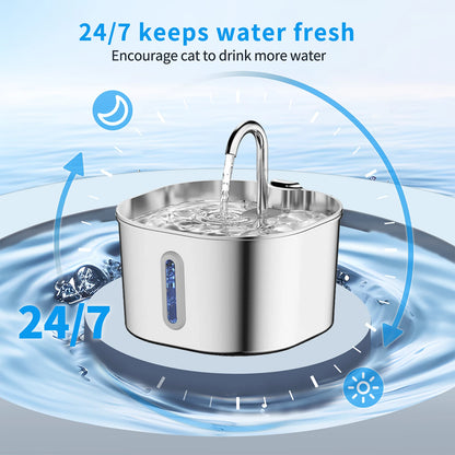 Smart Pet Feeder, Pet Dispenser and Fountain Set, Cat Automatic Feeder with Stainless Steel Fountain, Dog Feeder and Fountain Ki