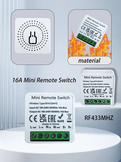 Wireless Smart Switch Light 433Mhz RF 86 Wall Panel Switch with Remote Control Mini Relay Receiver Home Led Light Lamp Fan