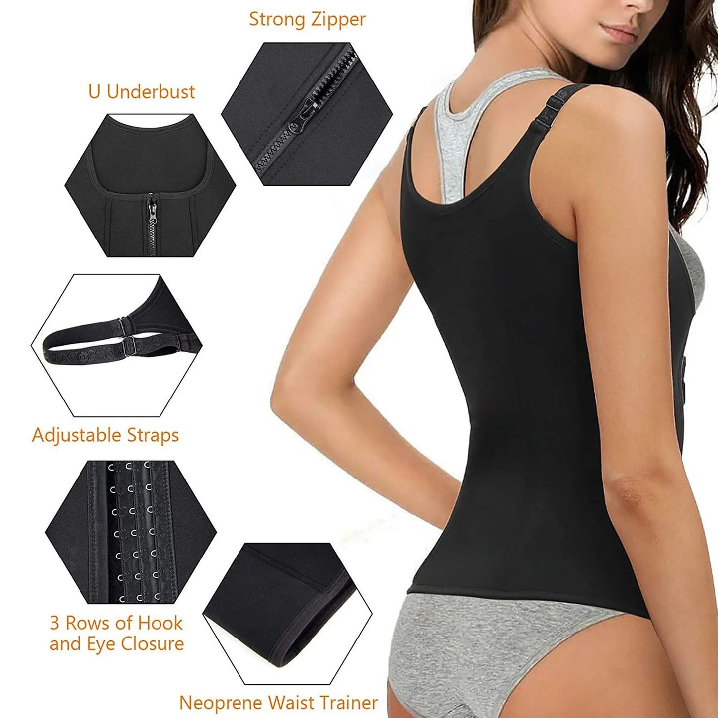 Shapewear Reducing And Shaping Girdles For Women Waist Trainer Sleeveless Bodysuit Basic Thong Slim Fit Sweatwicking Shapewear