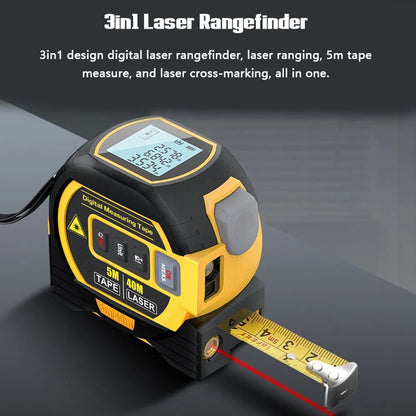 Laser Tape Measure 3 In 1 Digital Tape Measure High Precision Laser Rangefinder Steel Tape Measure High Elasticity