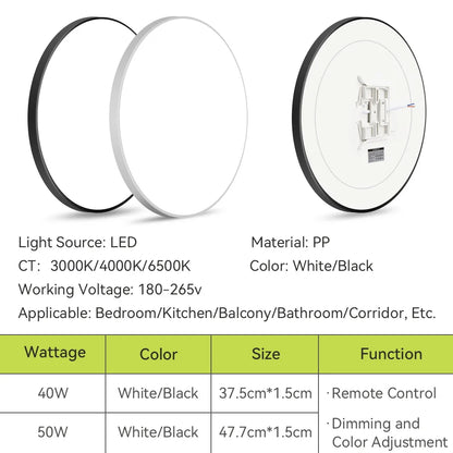 Smart Led Ceiling Light with Remote Control 3 Colors Dimmable Ceiling Lights Ultrathin Panel Lamps Bedroom Kitchen Ceiling Lamp