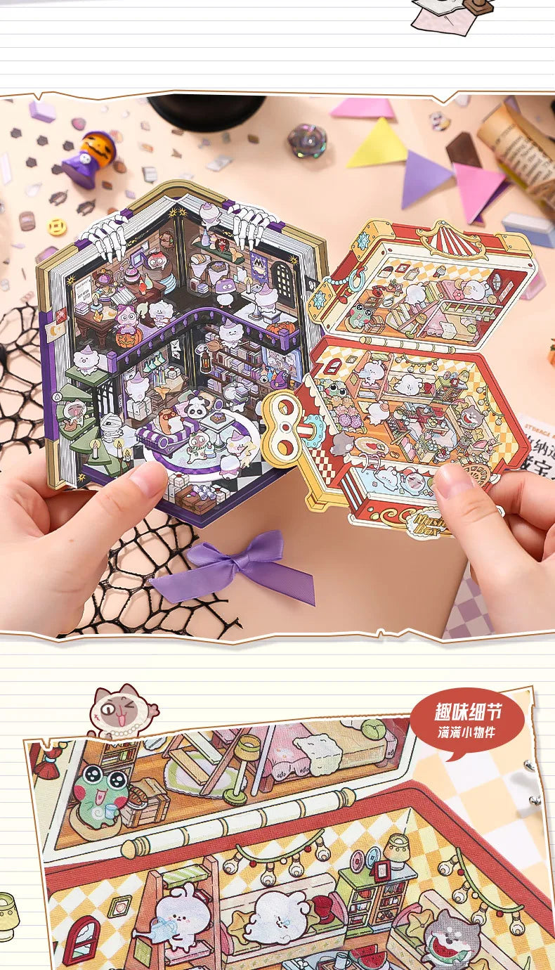 Creative Design Landscaping Sticker for Student Cute Cartoon Magic 3D Stack Scene Scrapbook Sticker Sweet Student Supplies