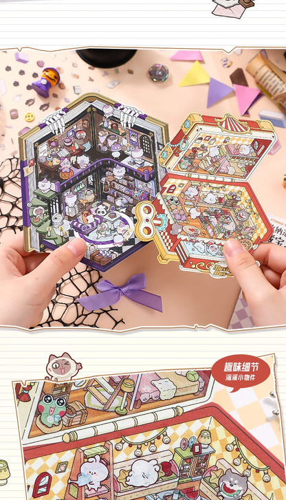 Creative Design Landscaping Sticker for Student Cute Cartoon Magic 3D Stack Scene Scrapbook Sticker Sweet Student Supplies