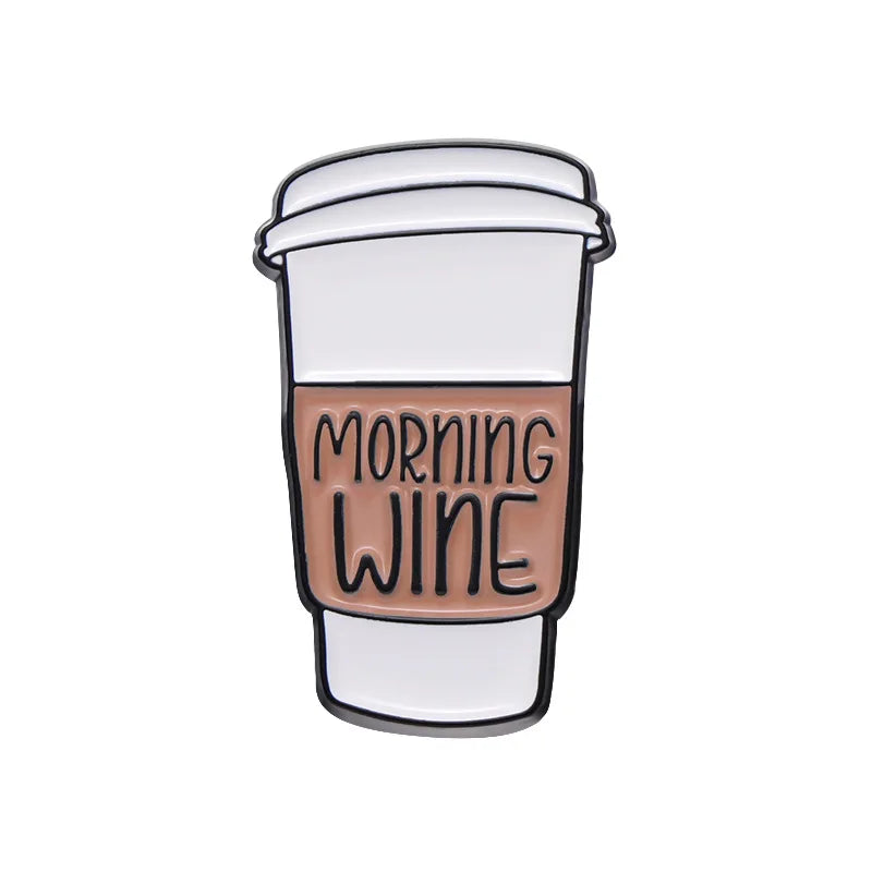 Creative Coffee Enamel Brooch Spaceship Coffee Elements Need By Coffee Power Books Cat Coffee Cups Metal Badge Lapel Pin Jewelry