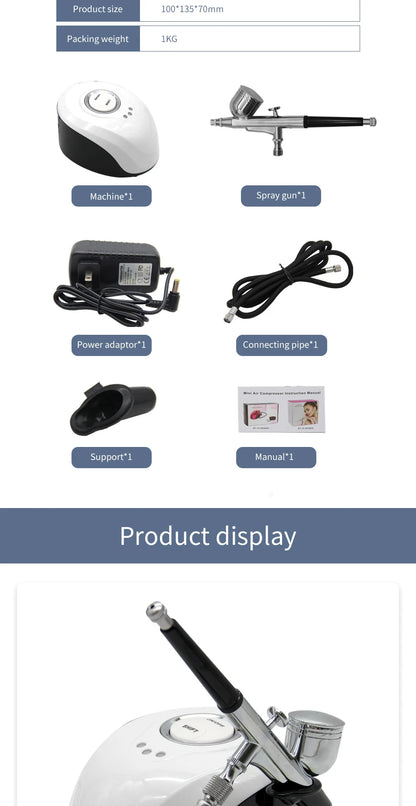 Portable Airbrush Skin Care Beauty Tool With Compressor Air Brush Nail Art Paint Facial Cleansing Rejuvenating Moisturizing