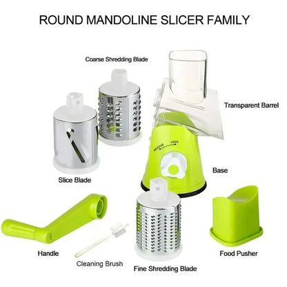 New Vegetable Cutter & Slicer Manual Kitchen Cheese Chopper Machine With 3 Sharp Drums Multifunctional Garlic Potato Shredder