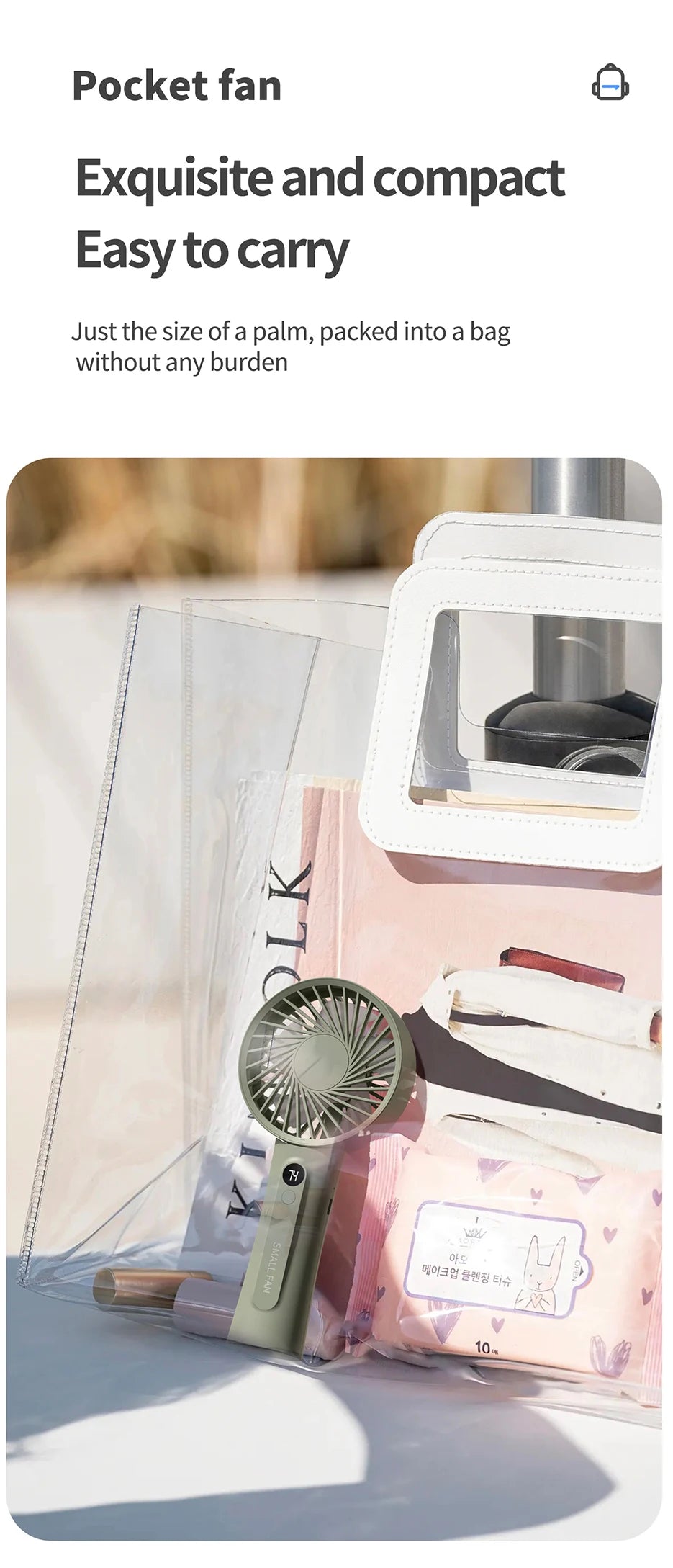 Portable Handheld Fan, Fan 6 Speed Wind LED Display Personal Mini Travel Fan  Hand Held Fan USB Foldable Electric Fan