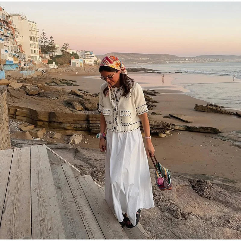 Elegant Unique Button Women's Cardigan Casual O-neck Knitted Single Breasted Sleeveless Blouse Female Summer Lady Office Wears