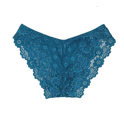 5 PCS/Set Sexy Ladies Transparent Lace Lingerie Panties Woman Cotton Crotch Solid Color Briefs Underwear