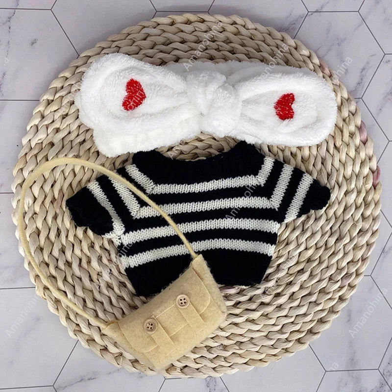 1set Clothes Suit Exquisite Soft Knitted Sweater DIY Accessories For 30cm Kawaii Yellow Duck Lalafanfan Plush Toys Stuffed Dolls