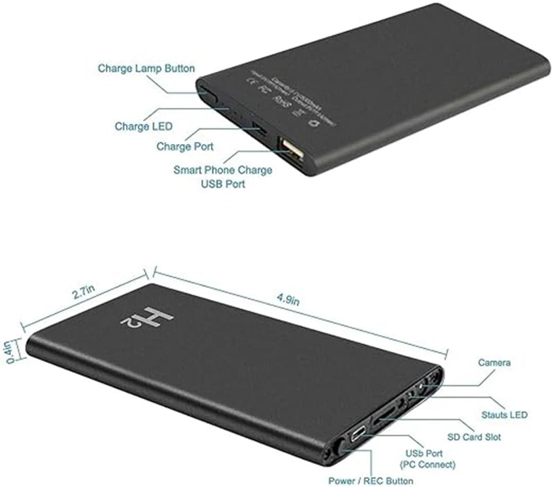 H2 Power Bank 5000mAh Long Battery Power Bank Connector Type USB