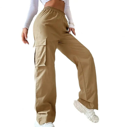 Women Cargo Pants Stylish Women's Cargo Pants Trendy Wide Leg Trousers with Elastic Waist Pockets Casual Korean for Spring