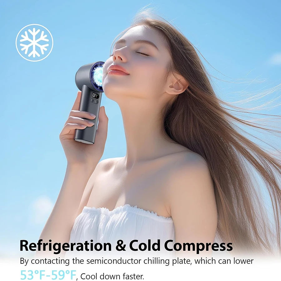 HandFan High Speed Handheld Cooling Fan Portable Mini Hand Fan 120 Speeds Adjustable Digital Display for Travel Beach Outdoors