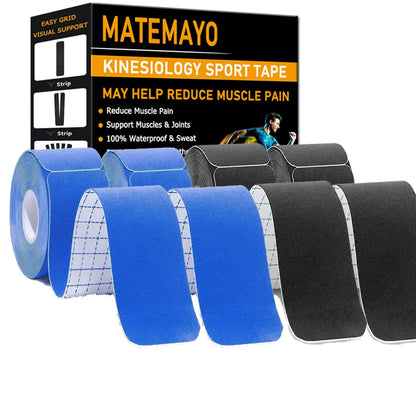 4 Rolls Kinesiology Tape Pro Athletic Sports Tape 80 Precut Strips Sports Waterproof Breathable Latex Free Elastic Sports Tape