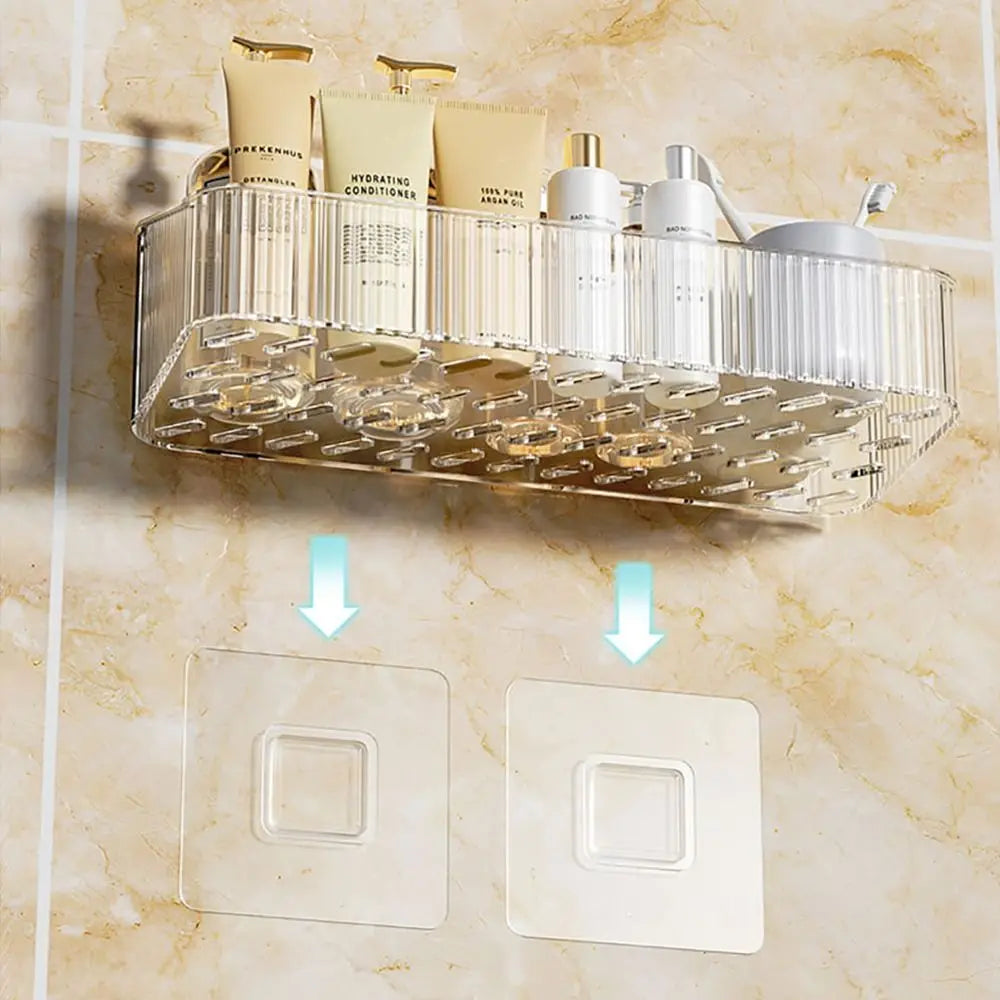 1Pcs Toilet Accessories Bathroom Shelves Corner Wall Mounted Kitchen Storage Holder Plastic No Hole Required