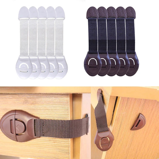 Baby Safety Cabinet Lock Baby Safety Protection Drawer Webbing Safety Lock Baby Anti-pinch Hand Cloth With Child Safety Hook