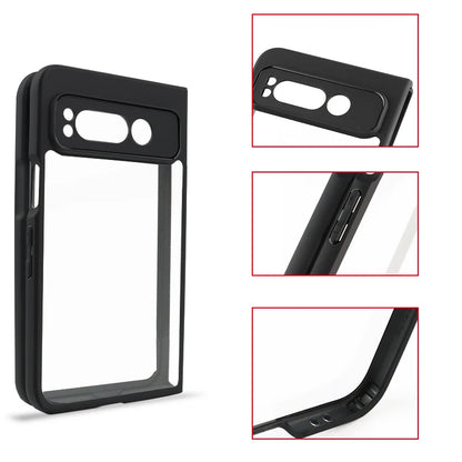 For Google Pixel Fold Case Cover Google Pixel Fold Capa Black Frame Shockproof Back Len Protector Clear Fundas Google Pixel Fold