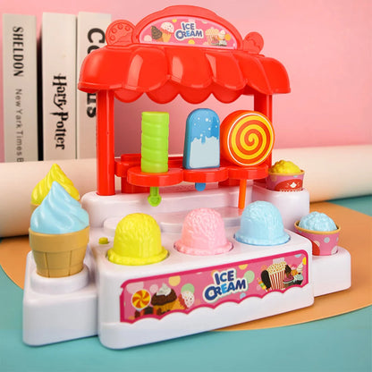 Children's Simulation Supermarket Cash Register Electric Multifunctional Puzzle Toy Cash Register with Scanner Toys for Kids