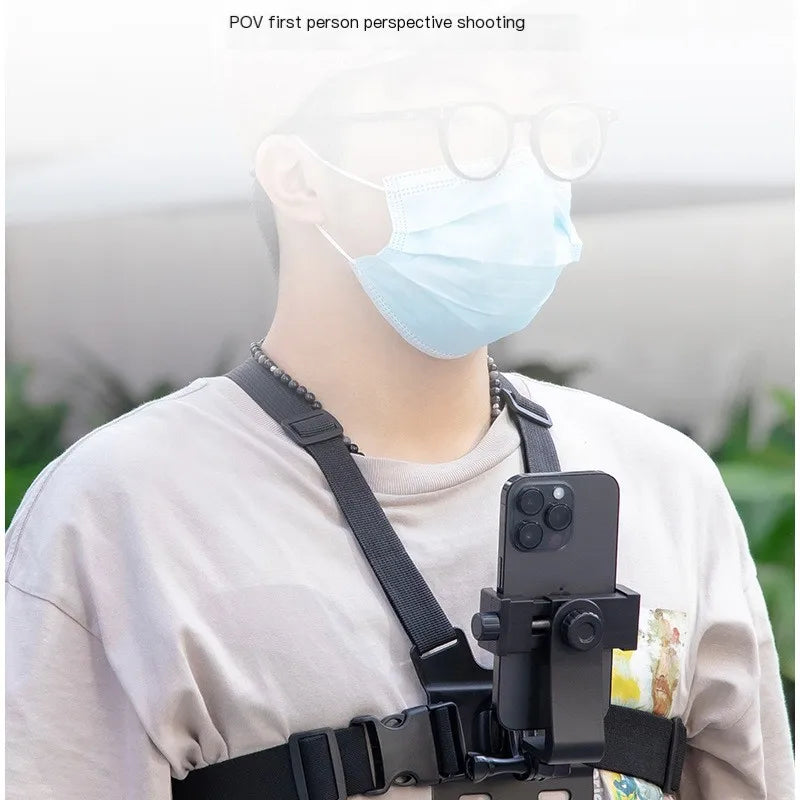 Chest Strap Mobile Phone Holder With Fixed Shoulder Neck Strap For Universal Smartphone First Person Video Shooting Living