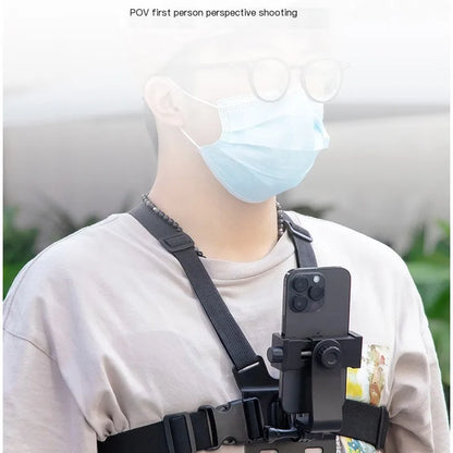 Chest Strap Mobile Phone Holder With Fixed Shoulder Neck Strap For Universal Smartphone First Person Video Shooting Living