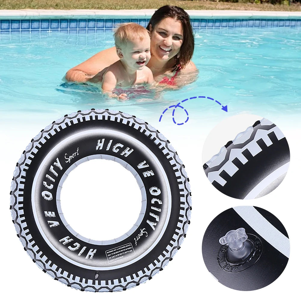 Swimming Pool Floating Rings Tire Pattern Leakproof Inflatable Swim Ring Pool Rings Air Mattresses Swimming Pool Accessories