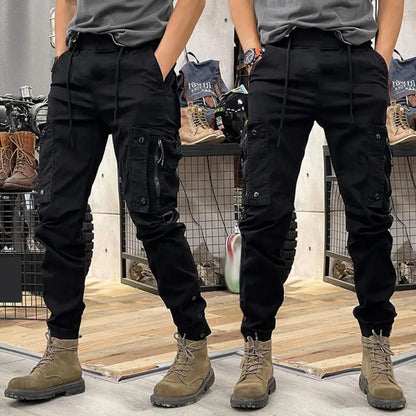 Cargo Pants for Mens Elastic Casual Trousers Zipper Multi-Pocket Joggers