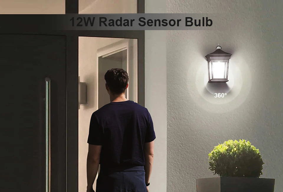 Microwave Radar Detection LED Light Bulb 220V E27 12W Radar Motion Induction Lamp Built-in Radar/Light Sensors For Home Stairs