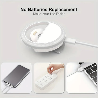 LED Selfie Ring Light Novelty Makeup Lightings Led Selfie Lamp Mobile Phones Photo Night Light Rechargeable Lamp Selfie Ring