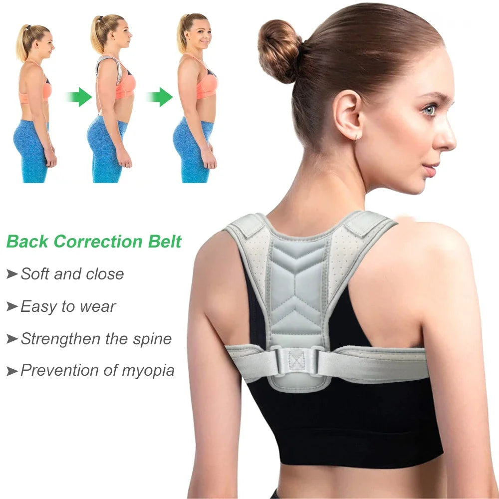 1Pcs Adjustable Posture Corrector Belt for Men & Women - Upper Back, Spine & Shoulder Support for Home, Office - Improve Posture