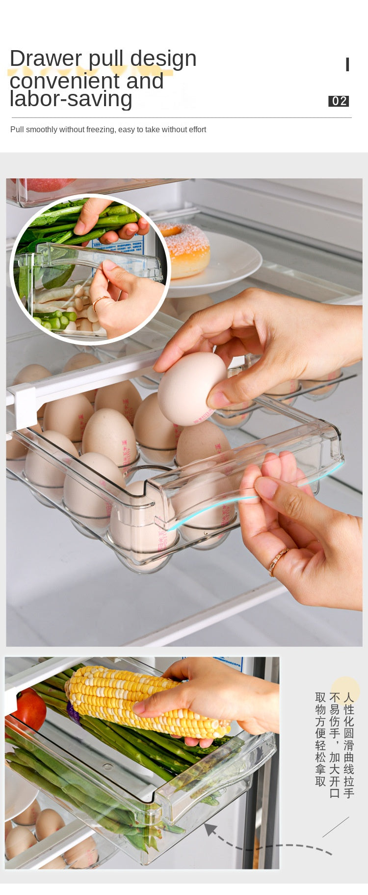 NEW Refrigerator Drawer Plastic Clear Fridge Organizer Slide Under Shelf Drawer Box Rack Holder Kitchen Fruit Food Storage Box