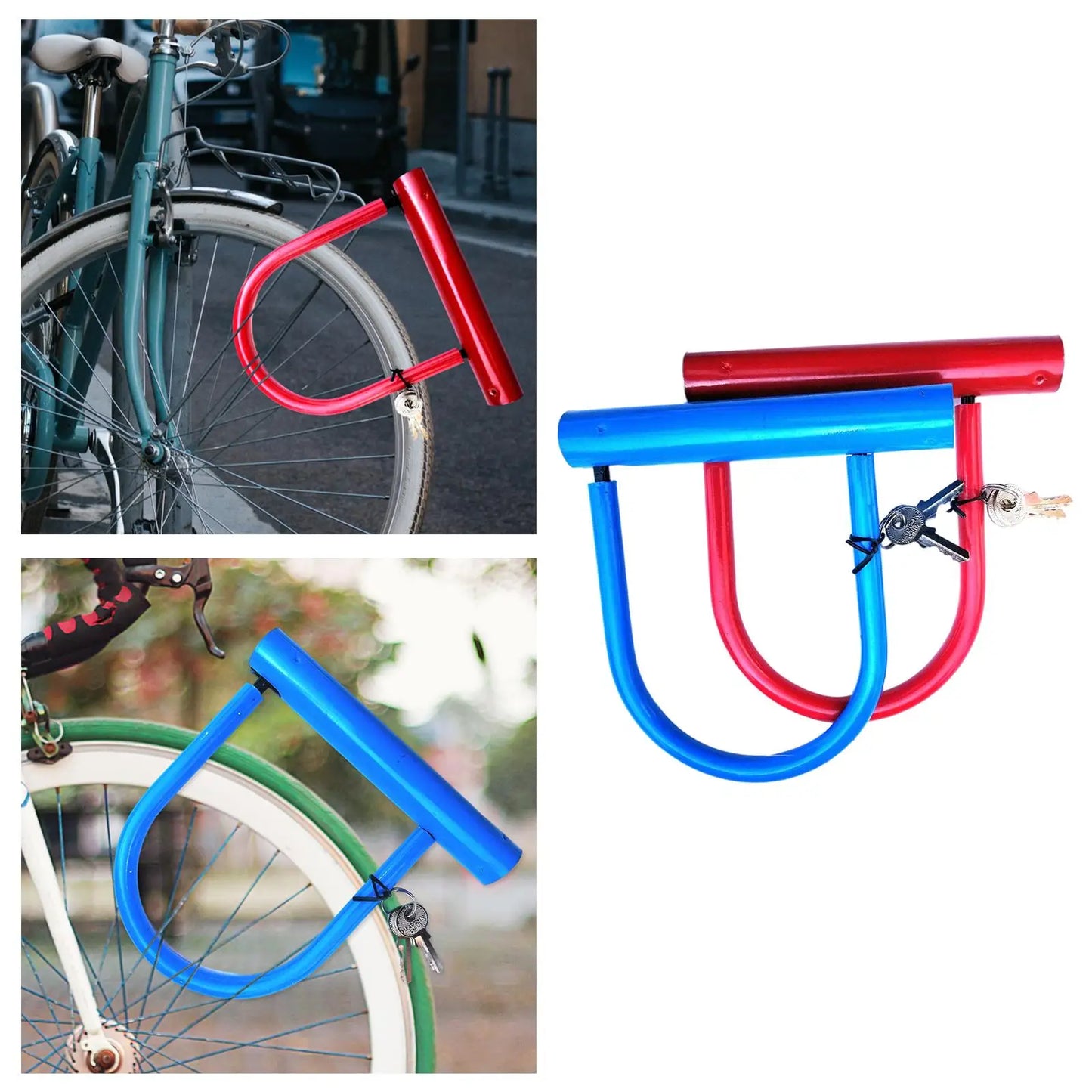 Mountain Road Bike U Lock Security Unbreakable Anti-Theft with 2 Keys