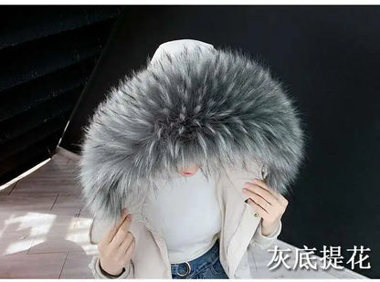 Detachable Faux Fur Collar Extra Large Warm Fake Fur Scarf Wrap Evening Cape For Winter Womens Coat Faux Fur Hood Ttrim Collar
