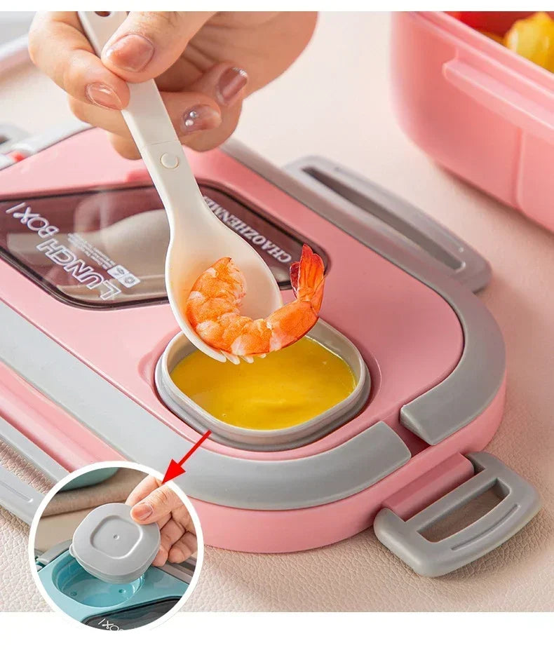 2025 Portable Lunch Box Compartment Wheat Straw Bento Carrying Handle Reusable Tableware Container Meal Snack Food Containers