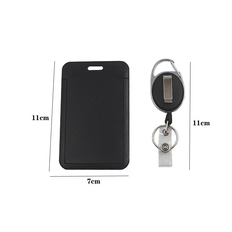 Office ID Card Holder - Extendable, Retractable Sliding Cover Card Holder - Access Card, Subway Card, Bus Card - Buckle Design