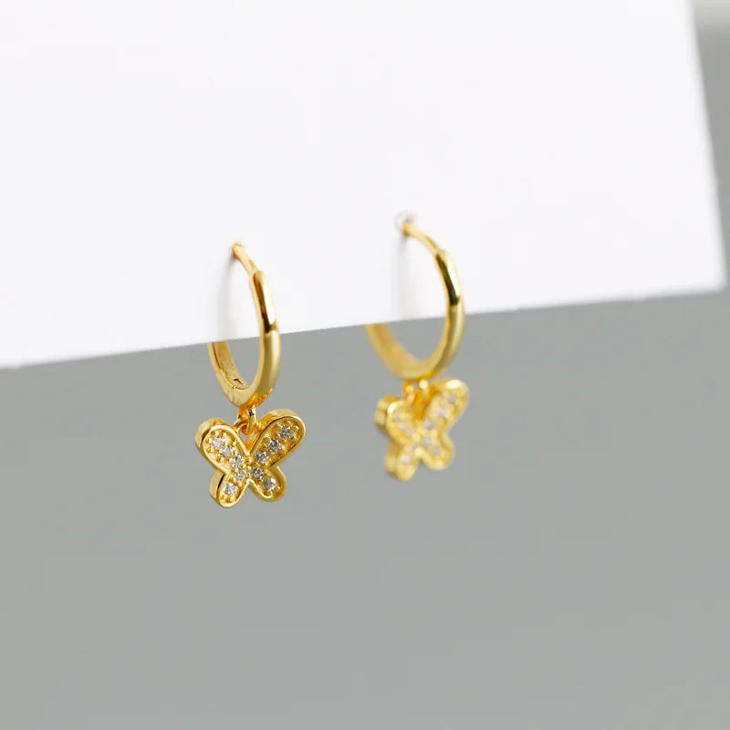 Geometric Zircon Round Bee Butterfly Hoop Earring for Women Cute Animal Huggie Ear Ring Jewelry Pendientes Wholesale