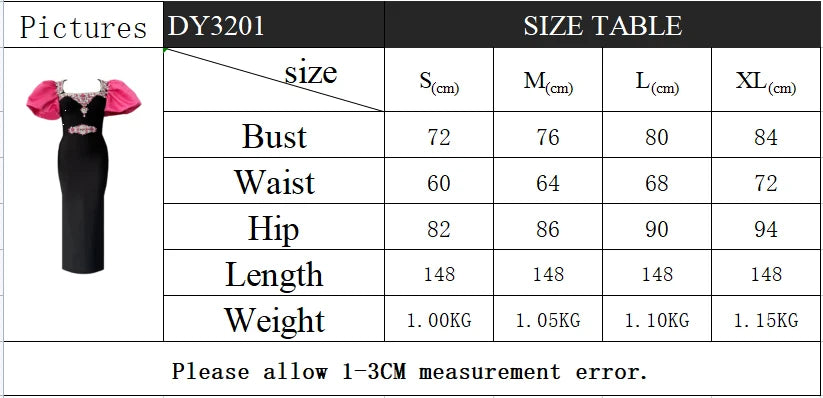 Women Elegant Puff Sleeve Bandage Dress Sexy Beading Bodycon Clothes Celebrity Party Evening Maxi Dresses