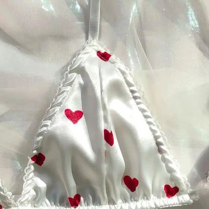 Women's Erotic Lingerie Suit Bowknot Sexy Wire Free Lingerie Underwear Two Piece Female White Set Set Sexy Lingerie Woman's Bra