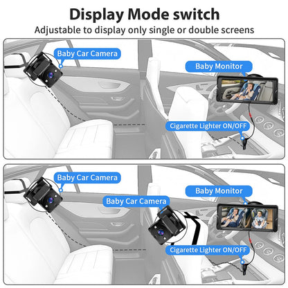 Car Baby Camera Dual Channel 6.8inch 1080P Display with 2 IR Night Vision Camera and 150° Wide View Angle Automotive Baby Camera