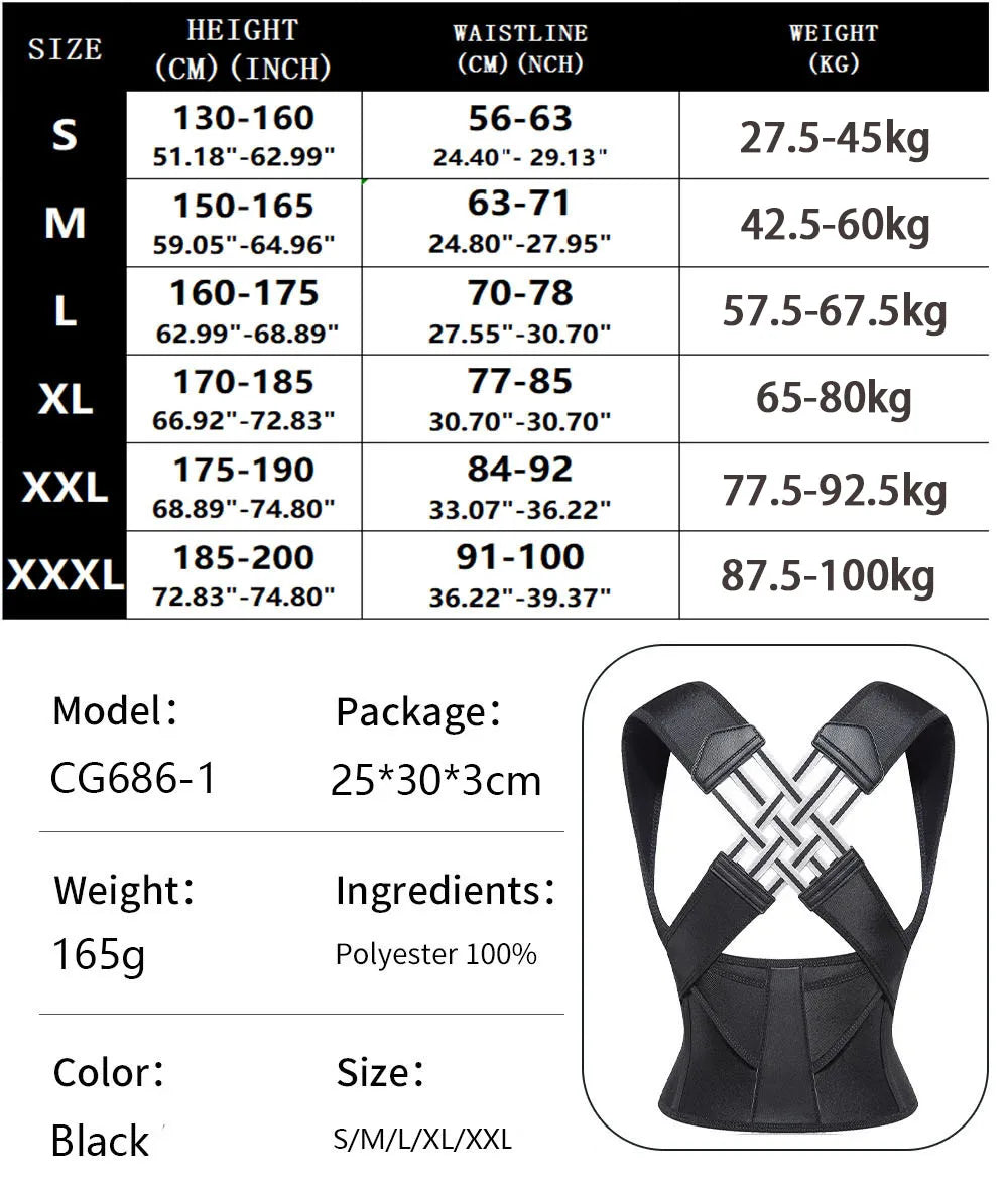 Back Brace Posture Corrector for Woman and Man Shoulder Straightener Adjustable Full Back Support Upper and Lower Pain Relief