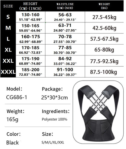 Back Brace Posture Corrector for Woman and Man Shoulder Straightener Adjustable Full Back Support Upper and Lower Pain Relief