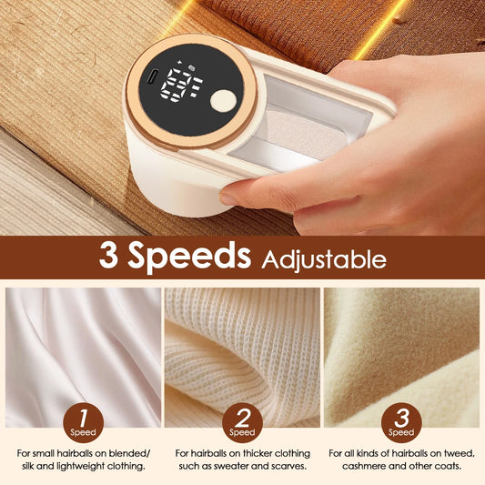 ﻿  Lint Remover for Clothing 3 Speeds LED Digital Electric Pellet Fluff Remover  Rechargeable Fuzz Fabric Shaver Sweater Hair