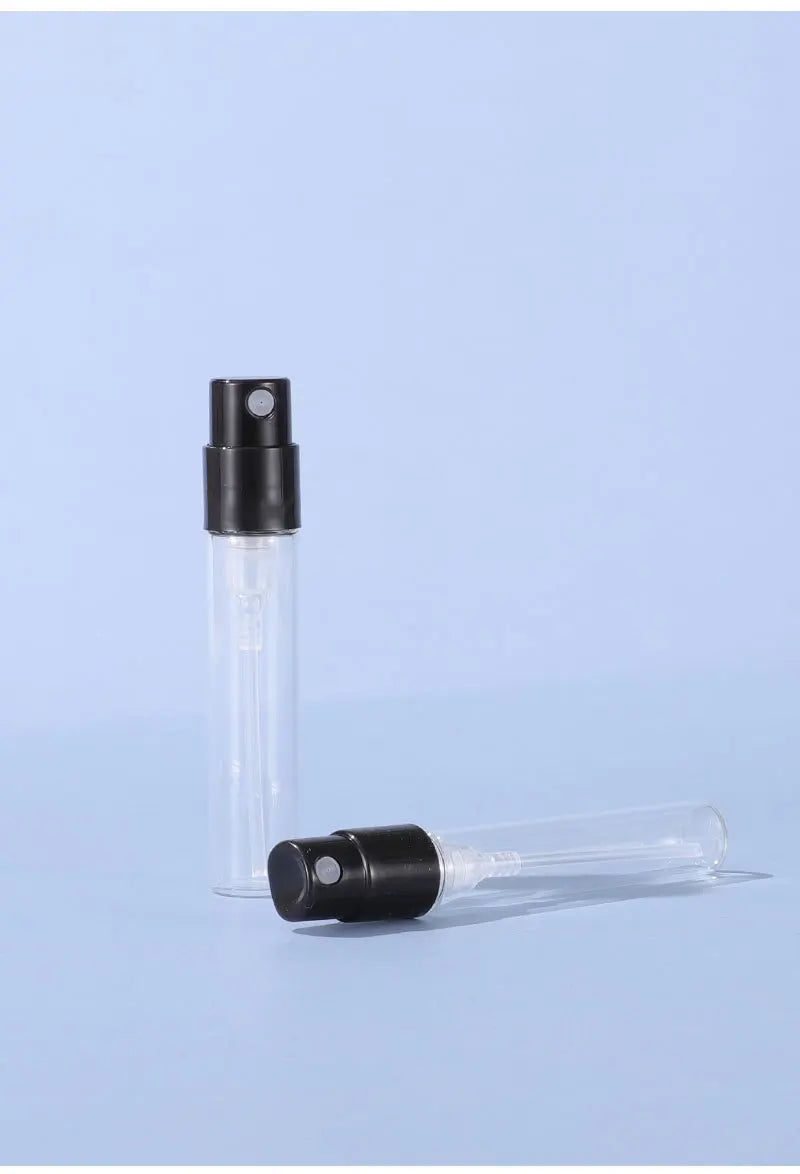 1.5ml 2ml 2.5ml Glass Bayonet bottle with White Black Clear 3 Color Plastic Sprayer Sample Spray Bottle 100pcs
