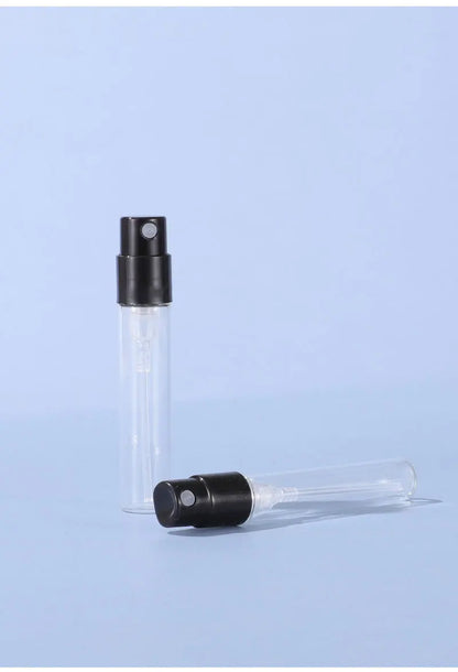 1.5ml 2ml 2.5ml Glass Bayonet bottle with White Black Clear 3 Color Plastic Sprayer Sample Spray Bottle 100pcs