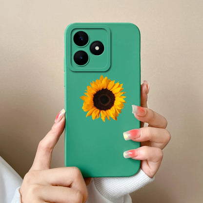 Case For Realme Note 50 Flower Painted Upgrade Lens Protection Soft Back Cover Model RMX3834 Liquid Silicone Phone Protectors